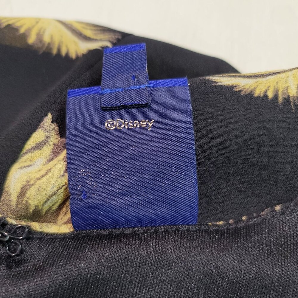 Disney Beauty and the Beast Dress Womens Sz M Black Chiffon Novelty Print Zipper - Picture 11 of 15